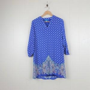 Buttona Shirt Dress With Tab Sleeve M